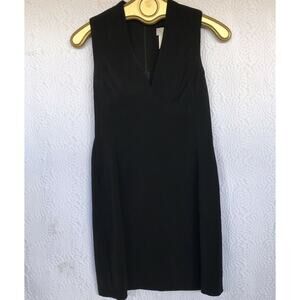 Vintage CDC women Sleeveless halter V neck Black sheath Dress work dressy Sz 6p